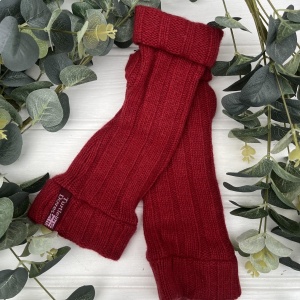 Cashmere Fingerless Gloves - Ruby Red